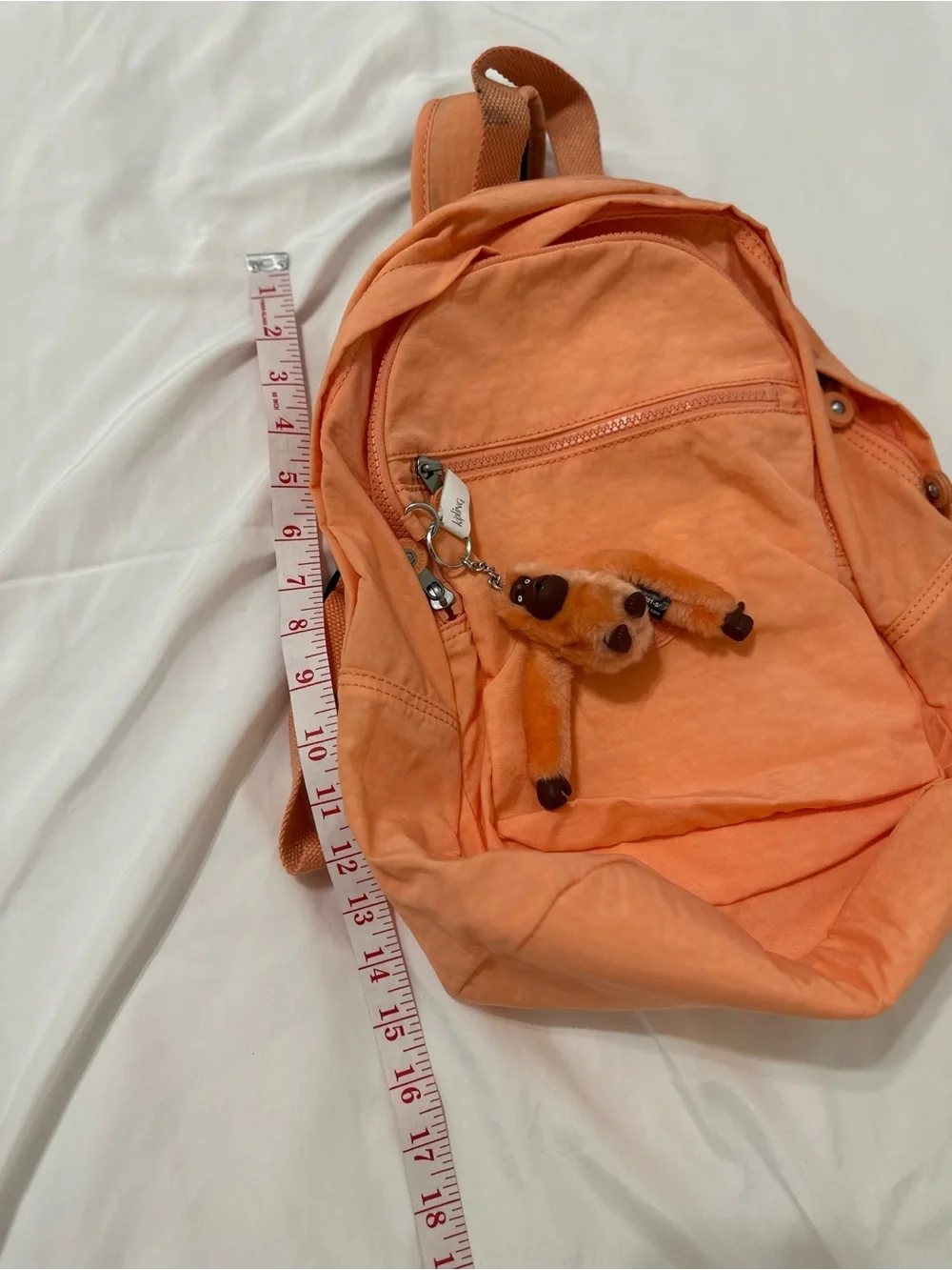 Kipling Orange Backpack Monkey Keychain Lightweight Nylon